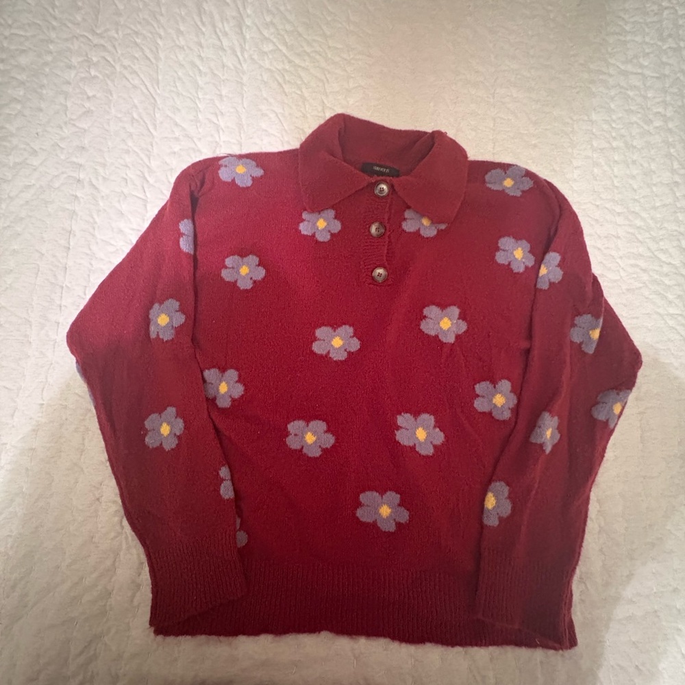 Forever 21 Red Floral Sweater
